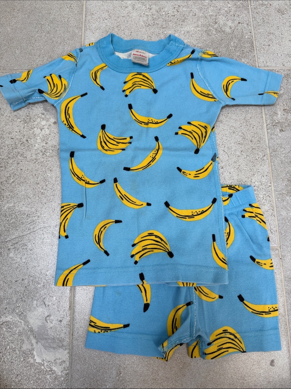 Hanna Andersson Short Johns Blue Banana Print Pajama Set, 4T